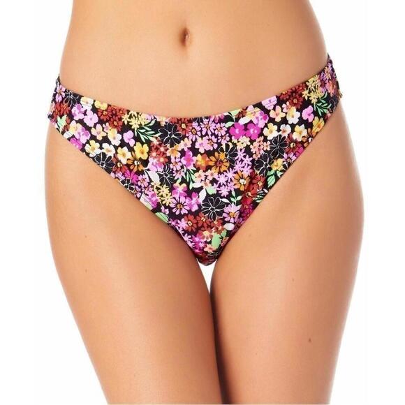 CALIFORNIA WAVES Trendy Size Ditsy-Print Side-Tab Bikini Bottoms, floral multi L - Picture 1 of 8